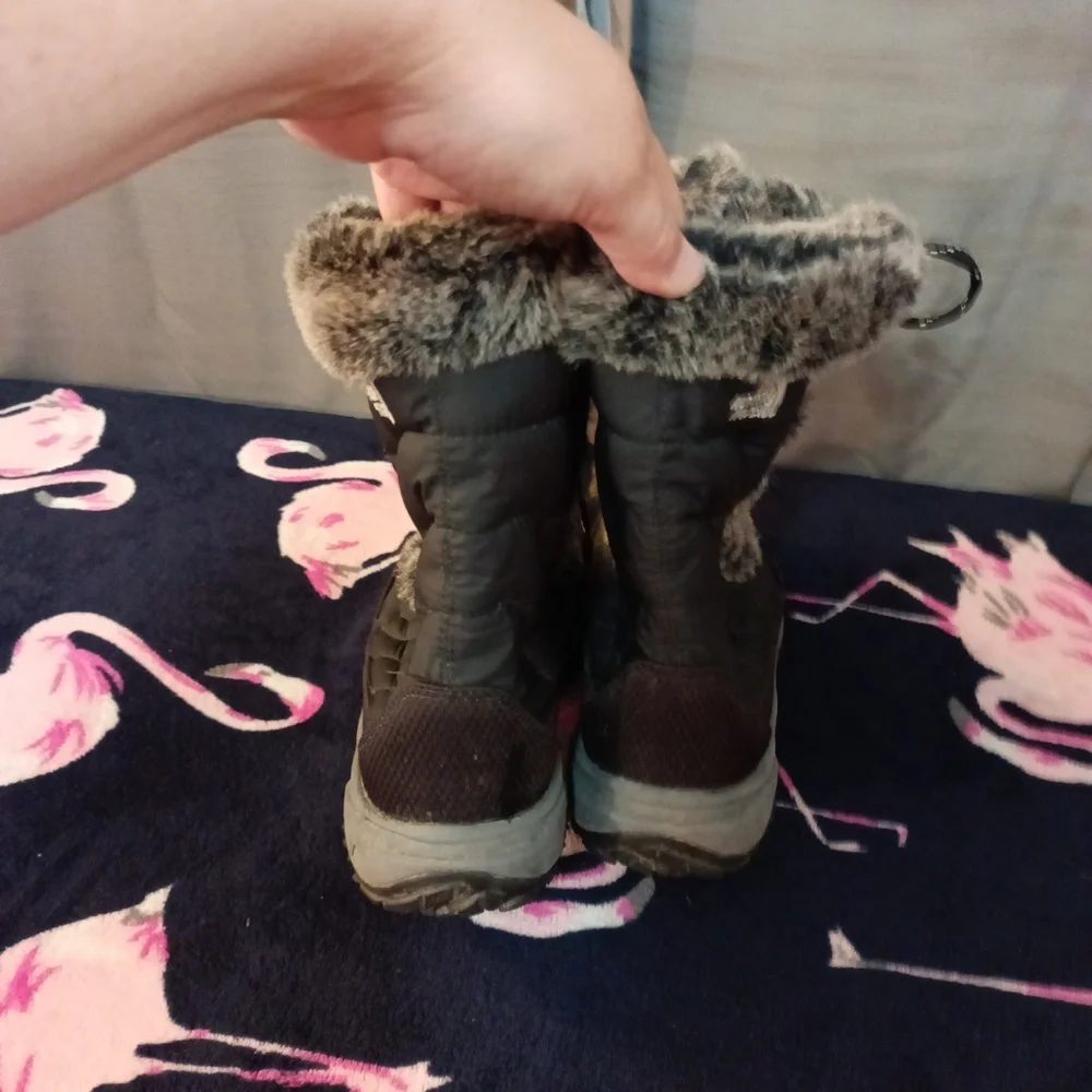 Girls The North Face Black Winter Snow Boots With Fur Trim Size 4